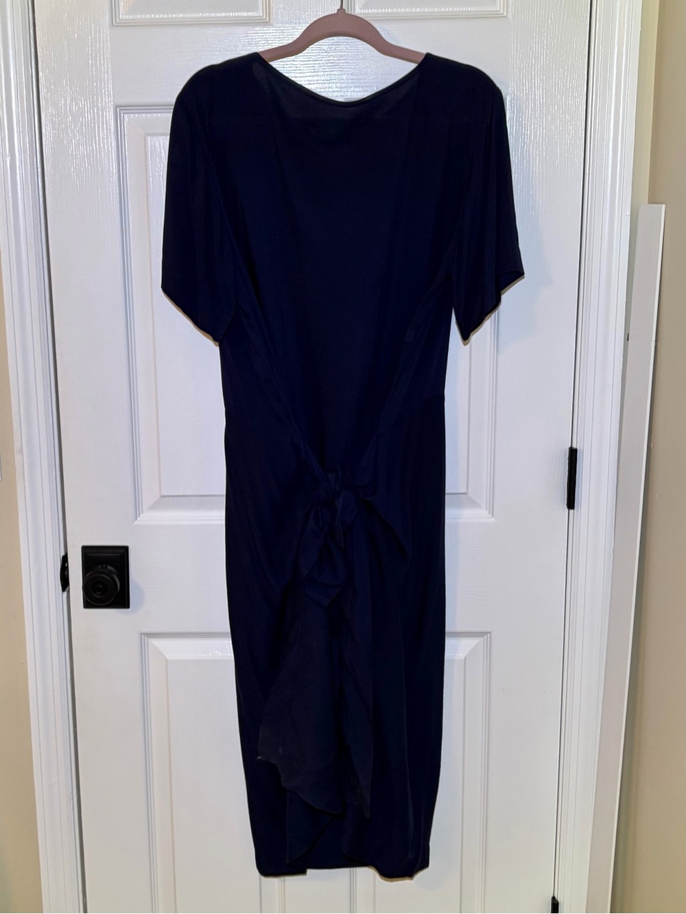Erica Pena Navy Blue Lightweight Tie Front High Low MIDI Dress. Large/XL